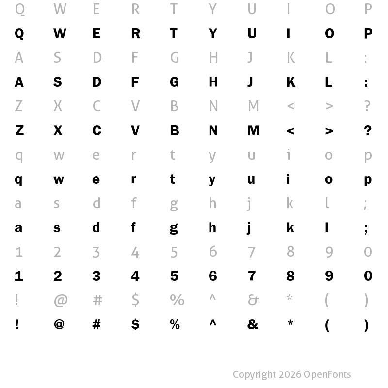Character Map of UnGraphic Bold