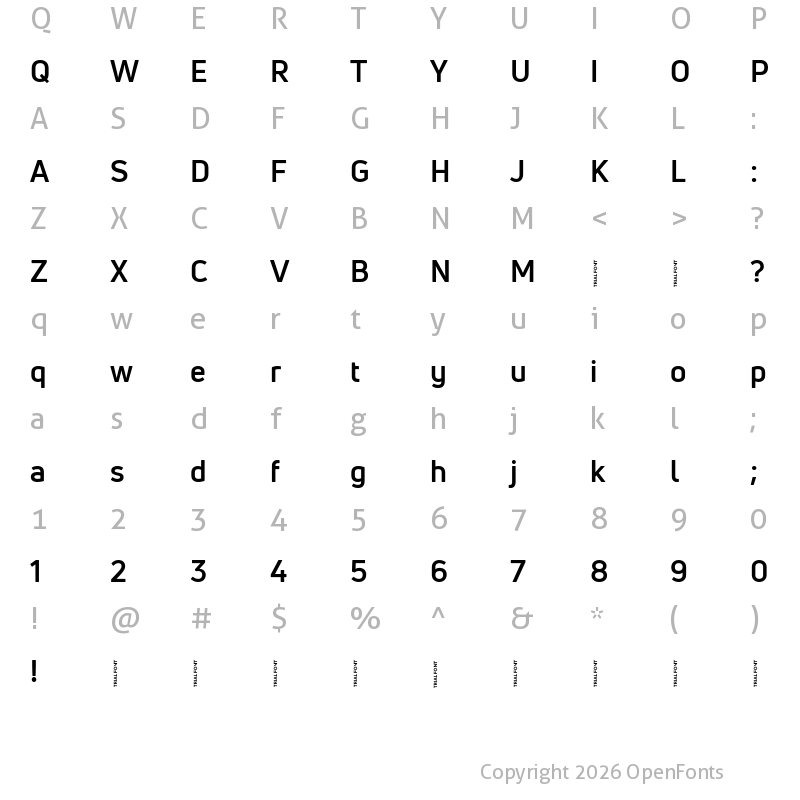 Character Map of Uni Neue-Trial Bold