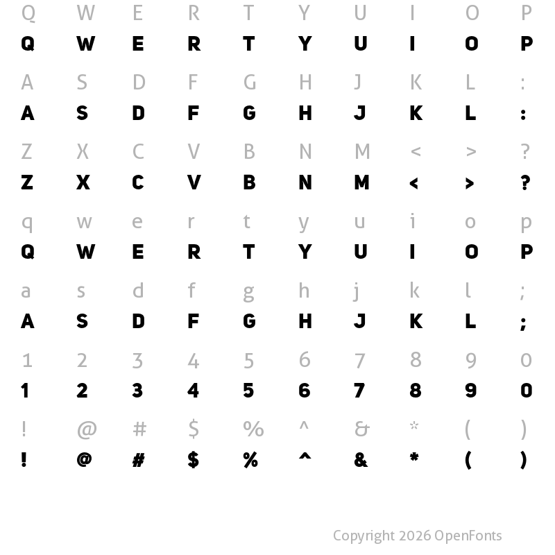 Character Map of Uni Sans Heavy CAPS