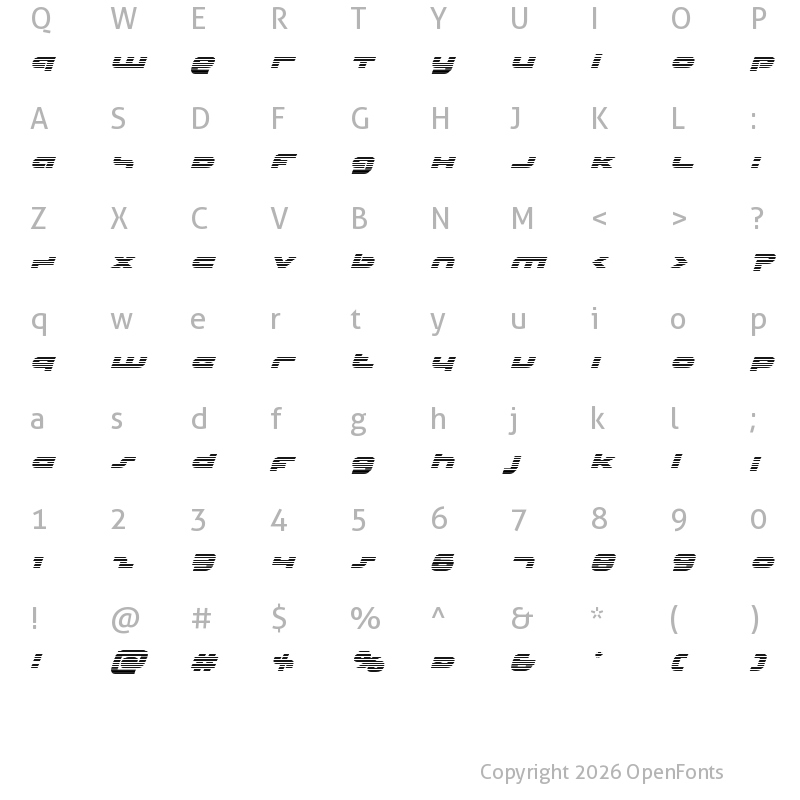 Character Map of uni-sol gradient italic italic