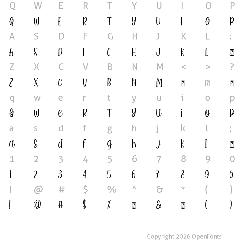 Character Map of Unicorn Dancing Regular