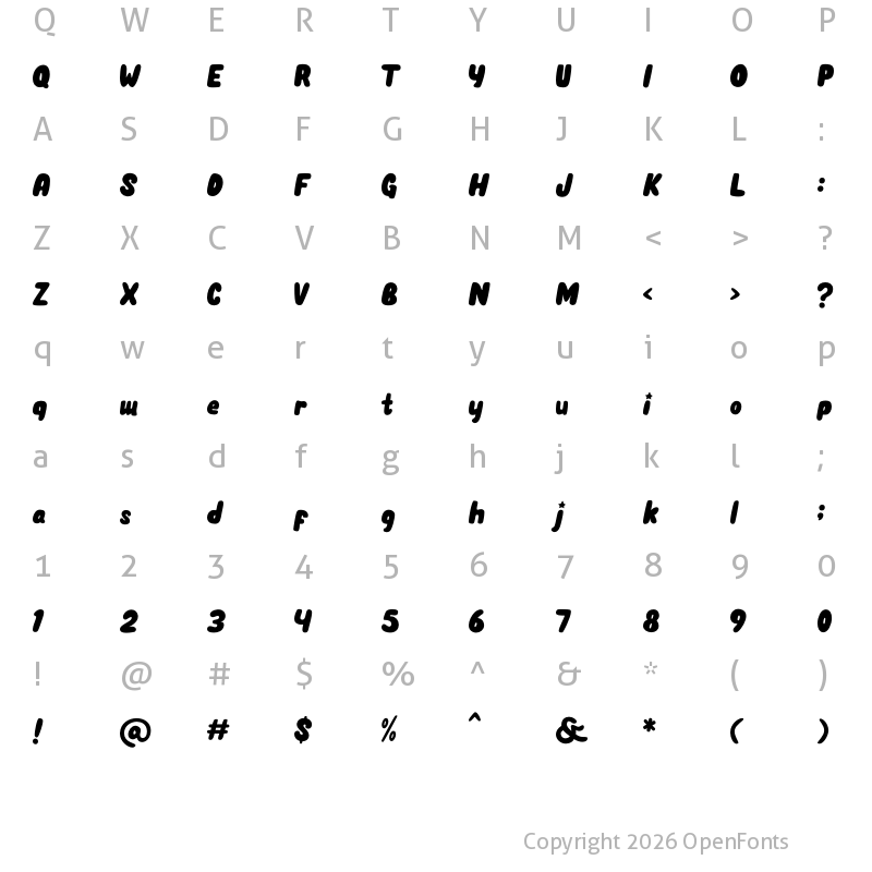 Character Map of Unicorn Pop Regular