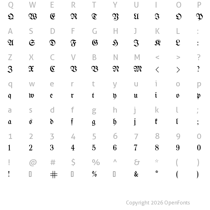 Character Map of UnifrakturMaguntia20 Book