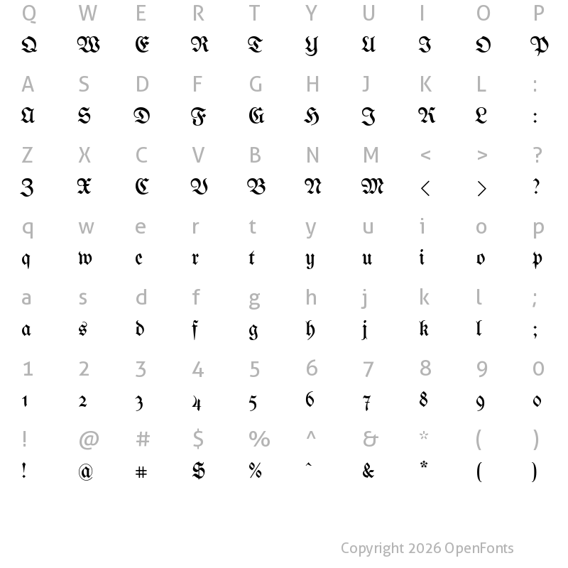 Character Map of UnifrakturMaguntia21 Book