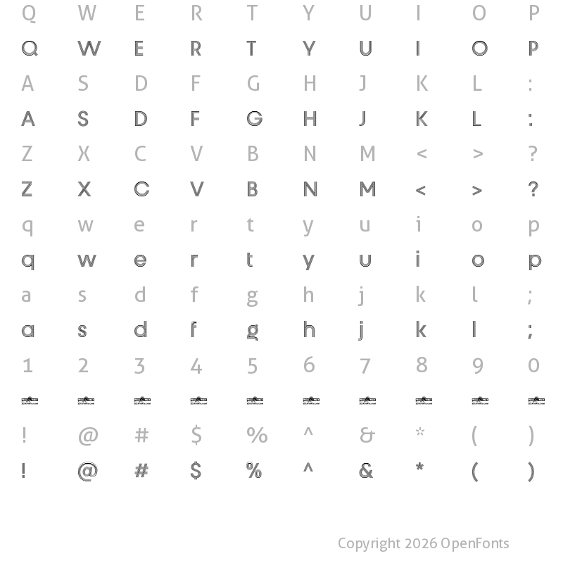 Character Map of Unigeo128 Trial Medium