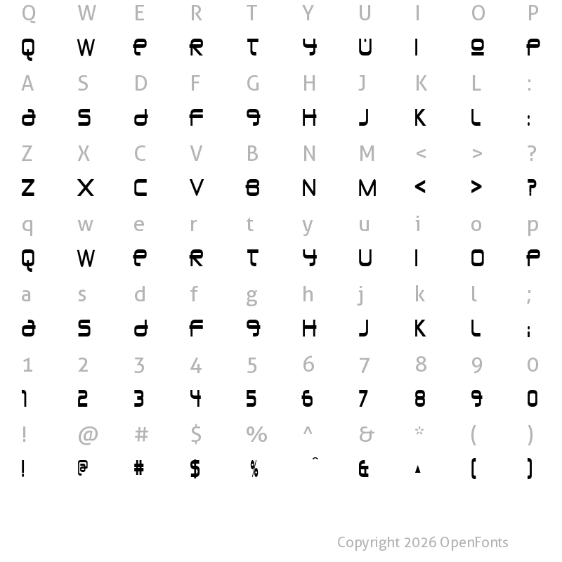 Character Map of Union City Blue Regular