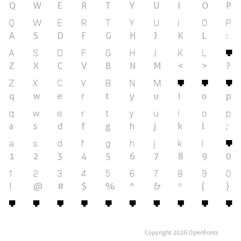 Character Map of Unione *Demo ExtraLight DEMO
