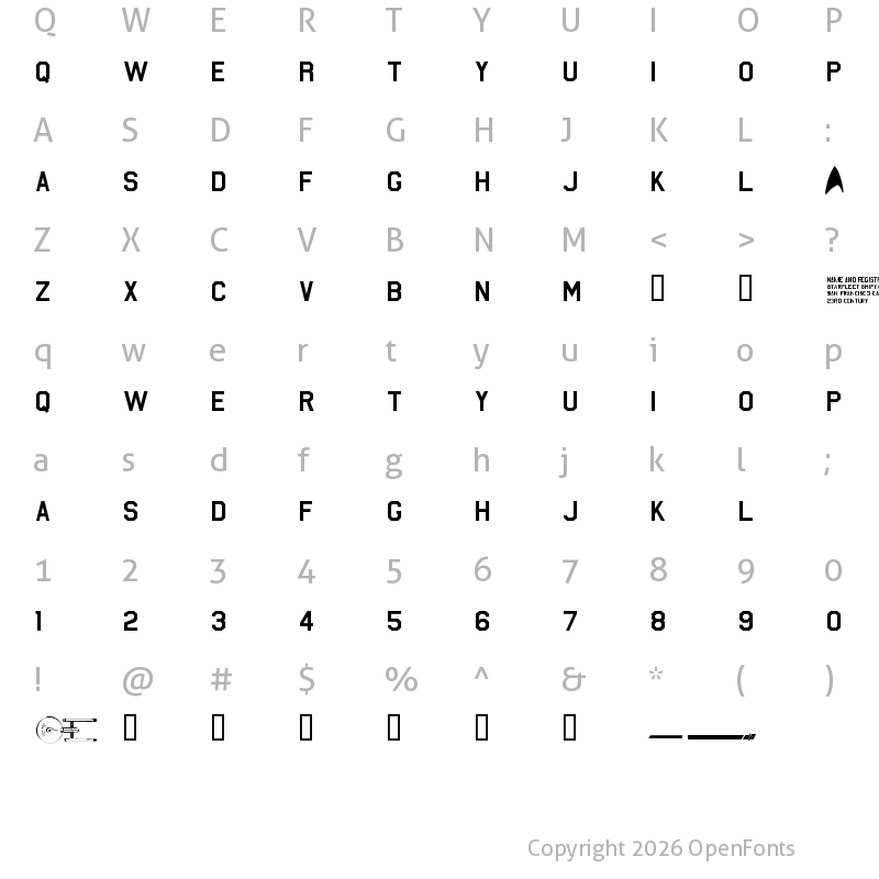 Character Map of United Federation of Planets. Regular