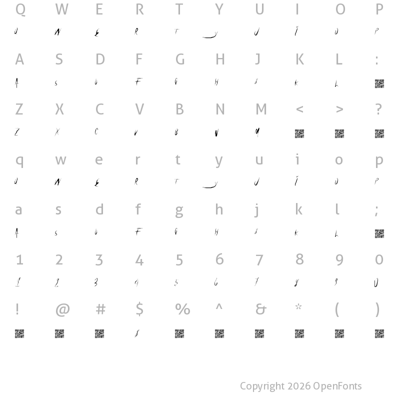 Character Map of UniversalFreaky Regular