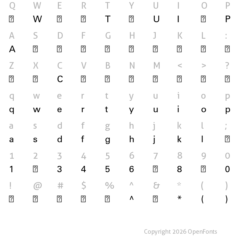 Character Map of UniversLTPro-55Roman ?
