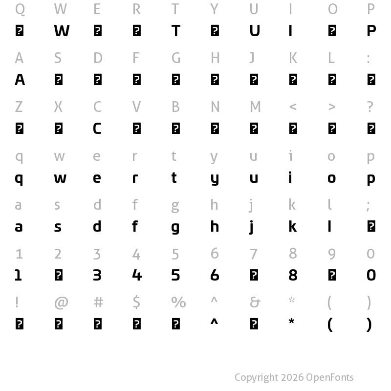 Character Map of UniviaPro-Bold ?