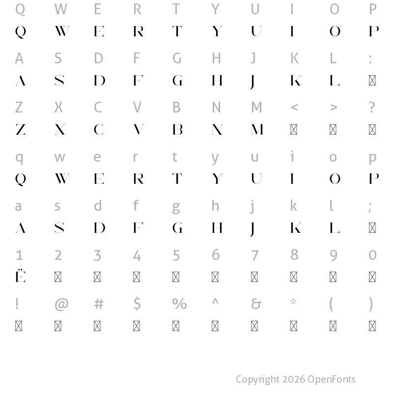 Character Map of Unreal Regular