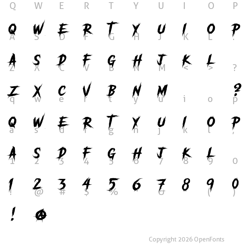 Character Map of Unthinkers DEMO Regular