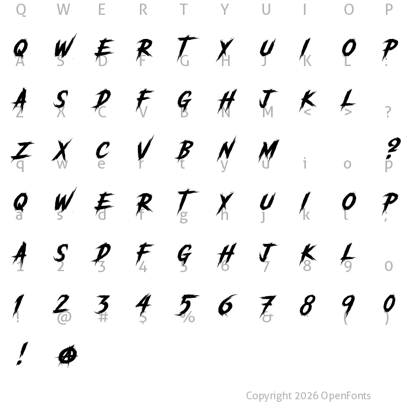 Character Map of Unthinkers Slant DEMO Regular