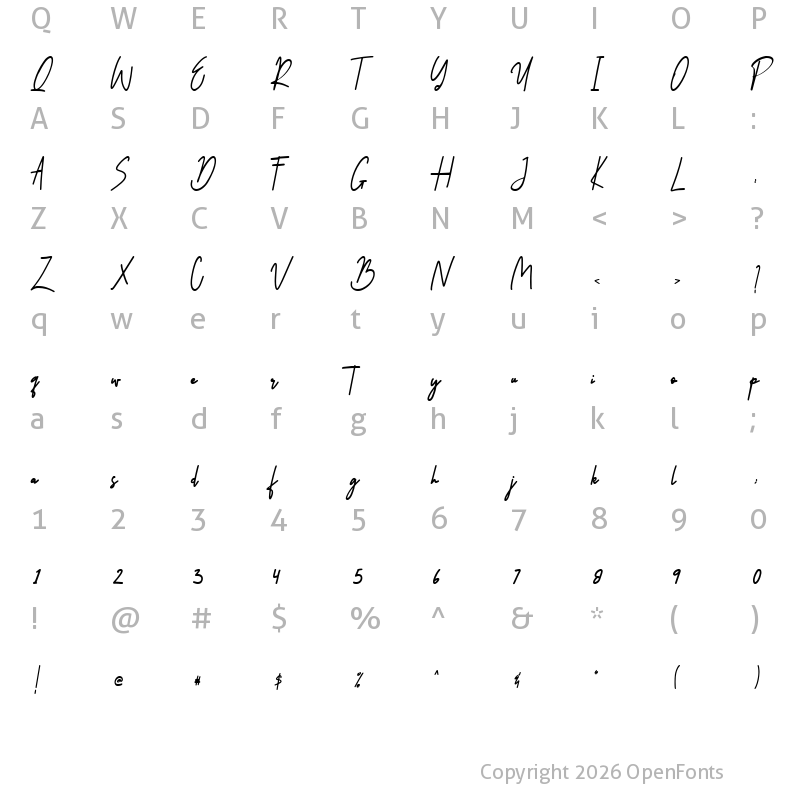 Character Map of Untitled Artwork Regular