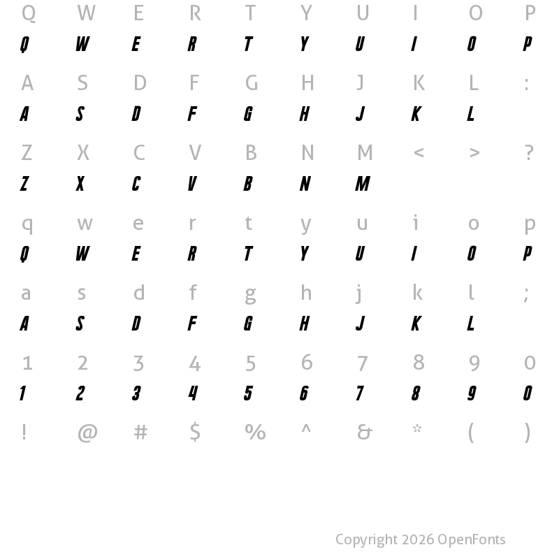 Character Map of Urae Nium Regular