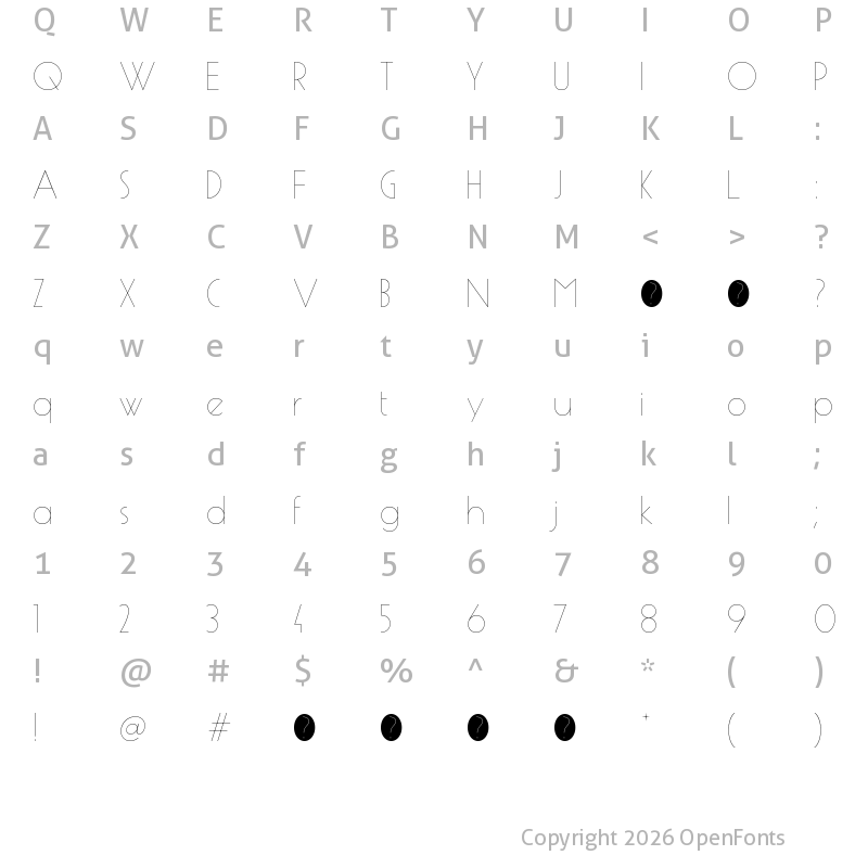 Character Map of Urban TOUR variable Regular