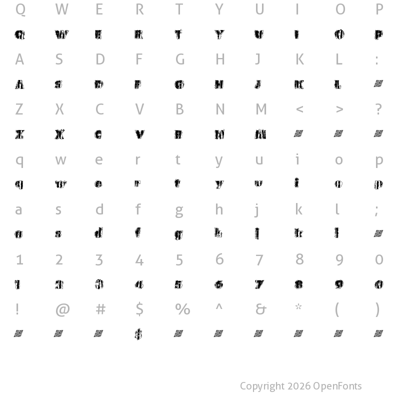 Character Map of UrbanAnimal Regular