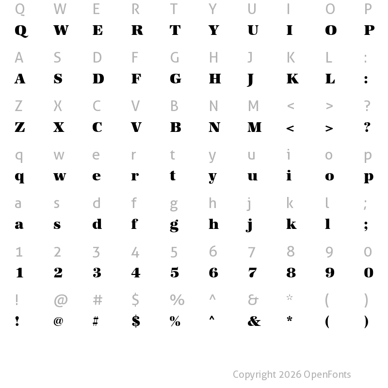 Character Map of URW Antiqua Ultra Bold