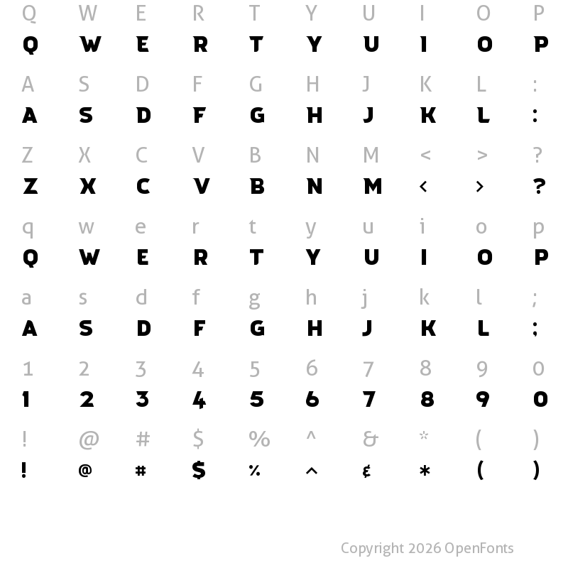 Character Map of Ustulo Display Regular