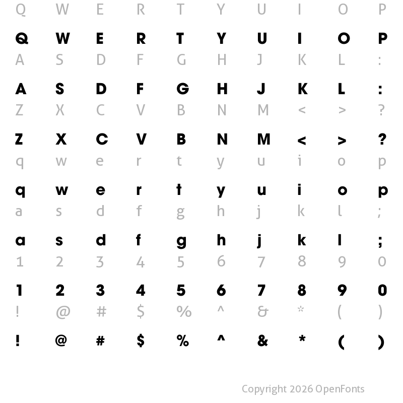 Character Map of UTM Avo Bold