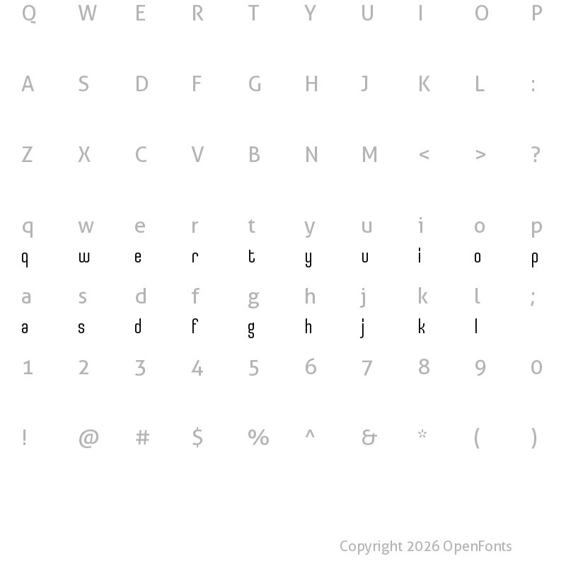 Character Map of Uturna Trial Regular