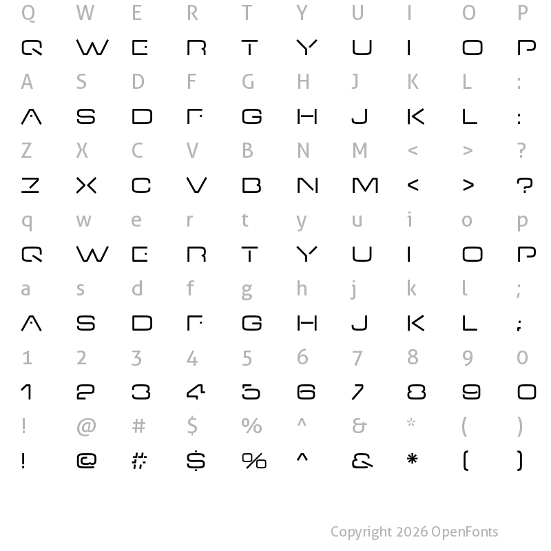 Character Map of V Dub Regular