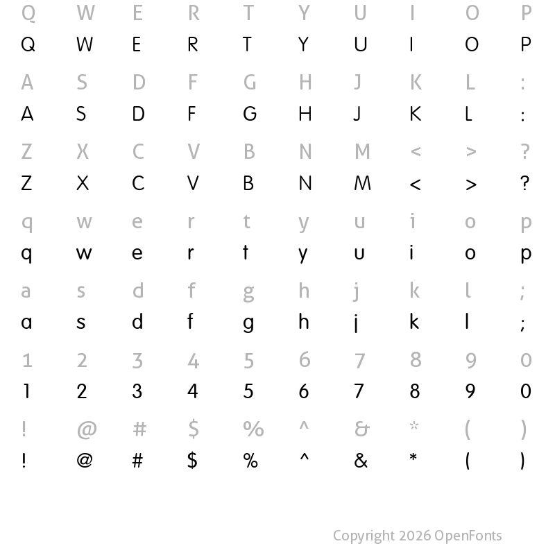 Character Map of Vagabond Regular
