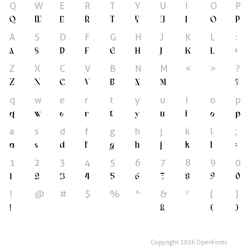 Character Map of Vagues Regular