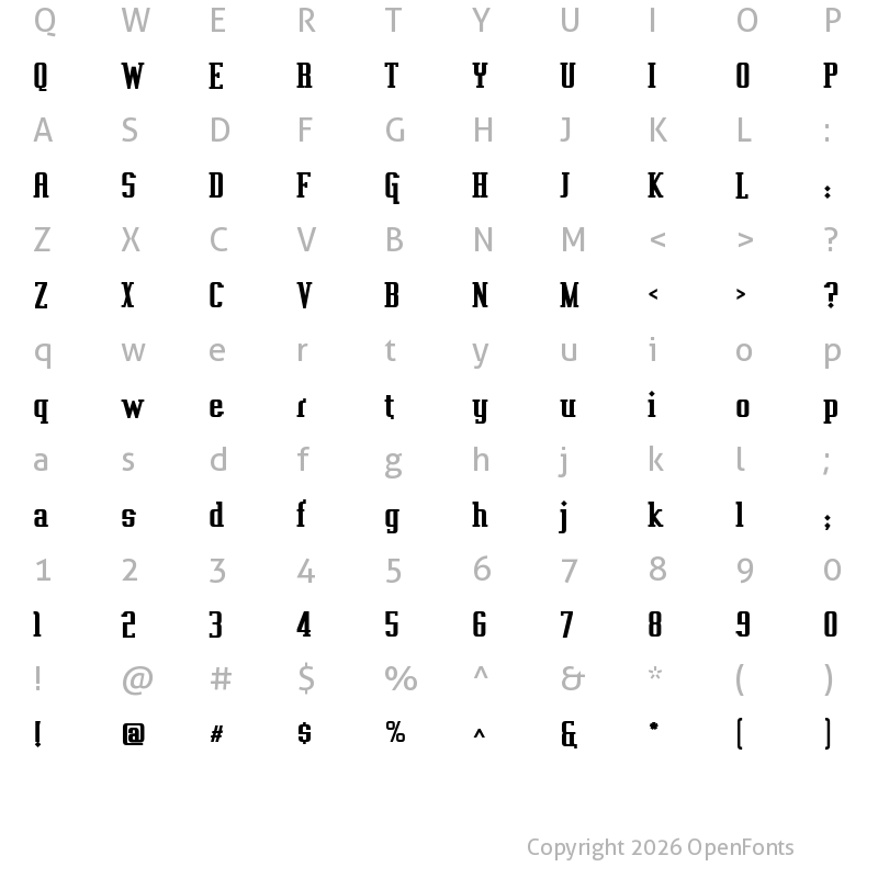 Character Map of Vahika Bold