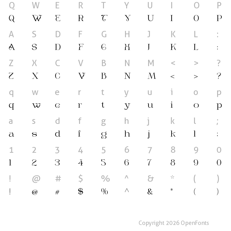 Character Map of Vako Mave Regular