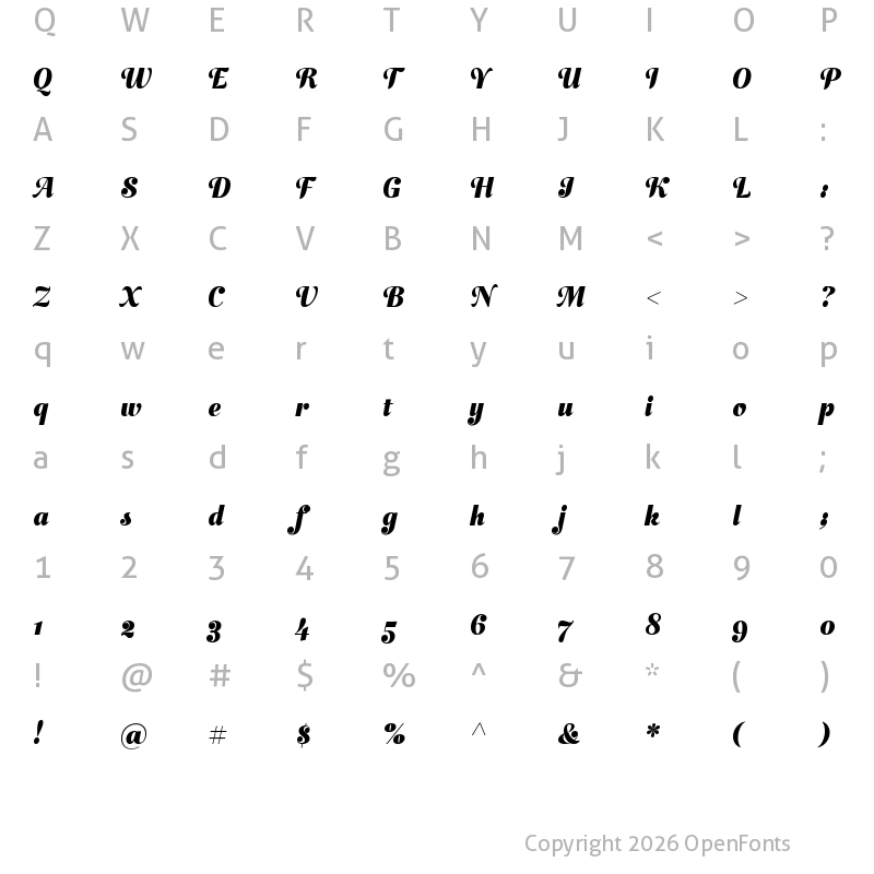 Character Map of Vala Regular