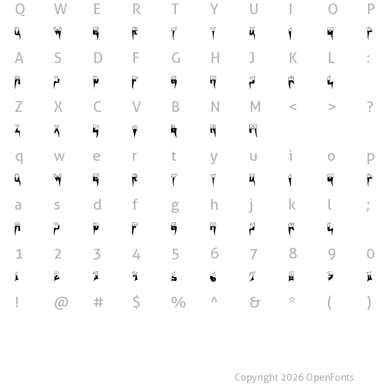 Character Map of VALEN Regular