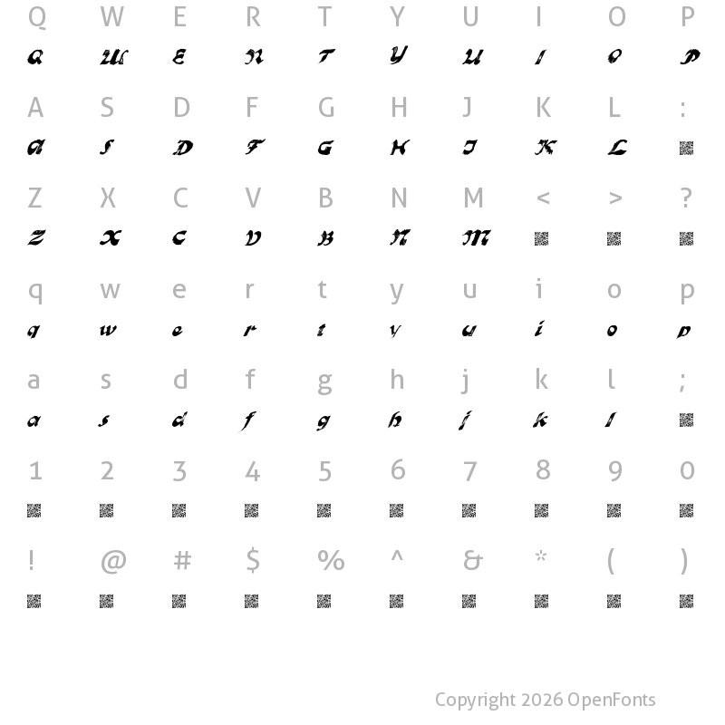 Character Map of Valencia Regular