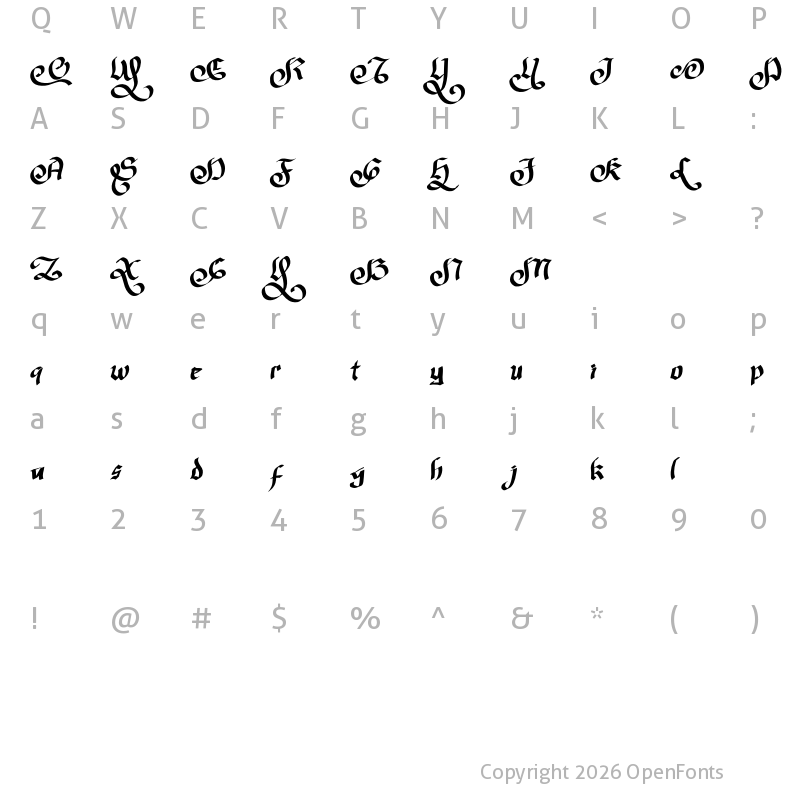 Character Map of Valentine Blackletter Demo Regular