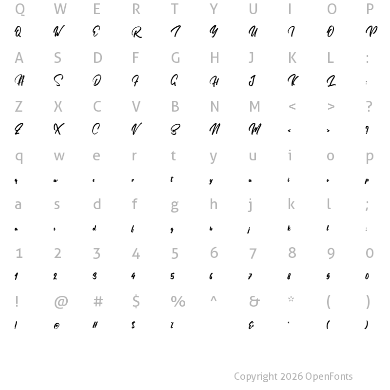 Character Map of Valenttina Regular