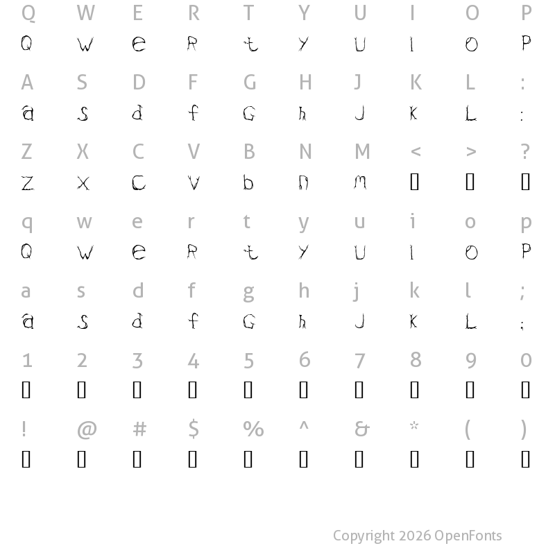 Character Map of Valium Regular