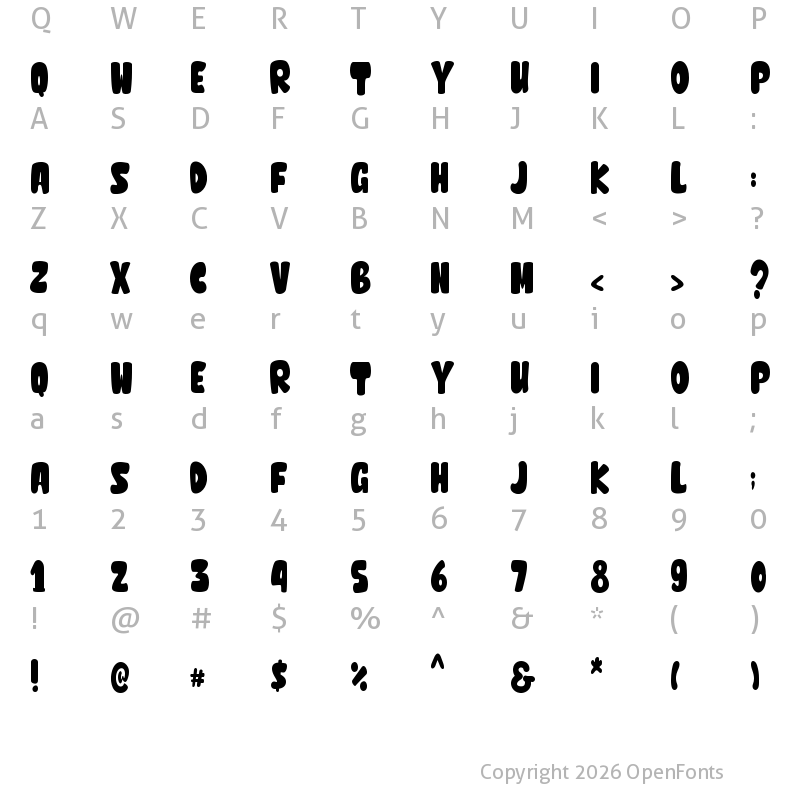 Character Map of Valkids - Personal use Regular