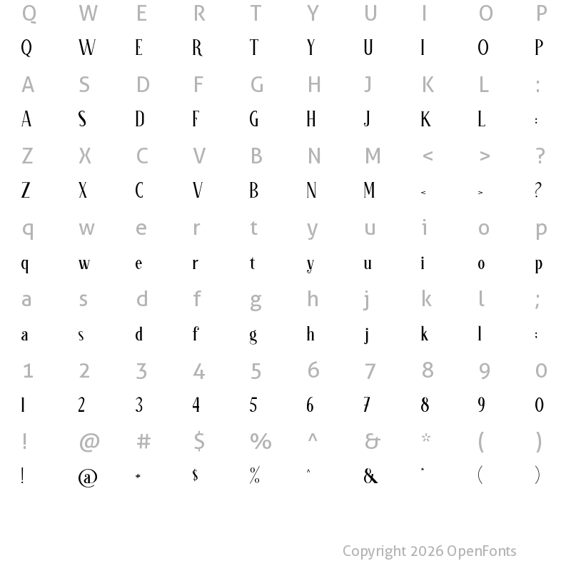 Character Map of Valkry Regular