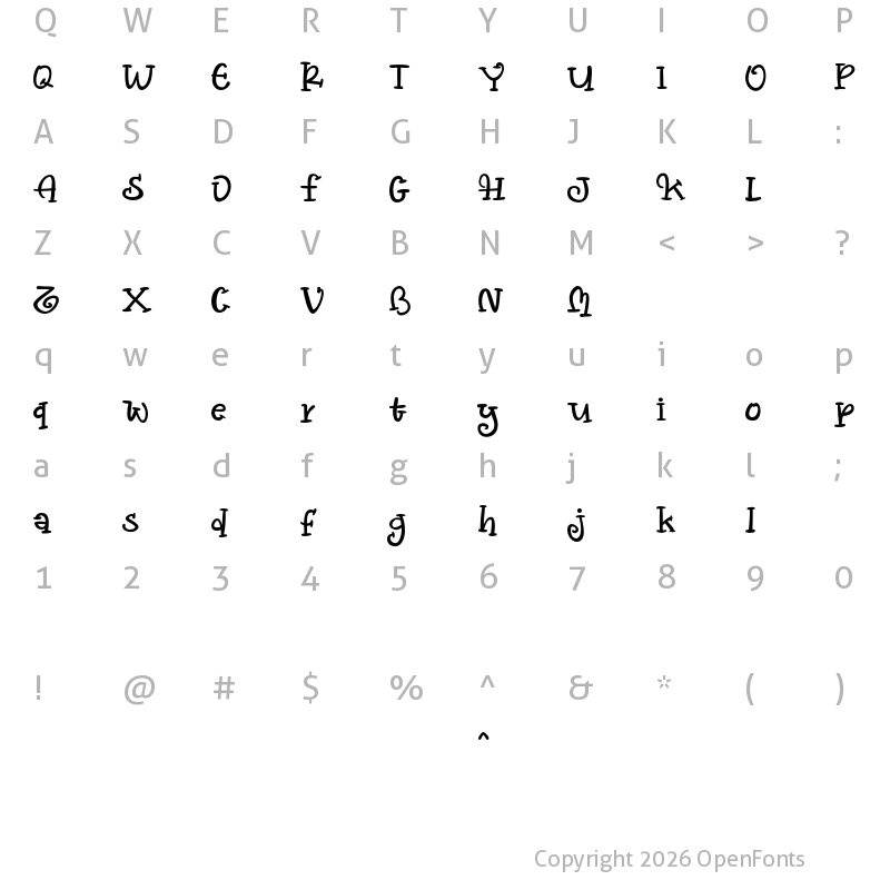 Character Map of vallenia Regular