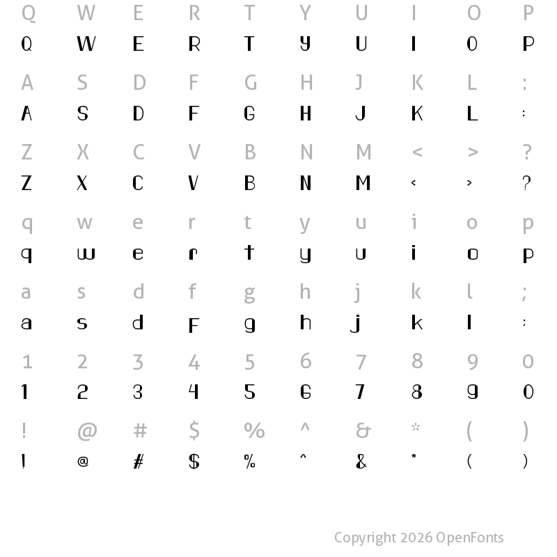 Character Map of Valo Regular