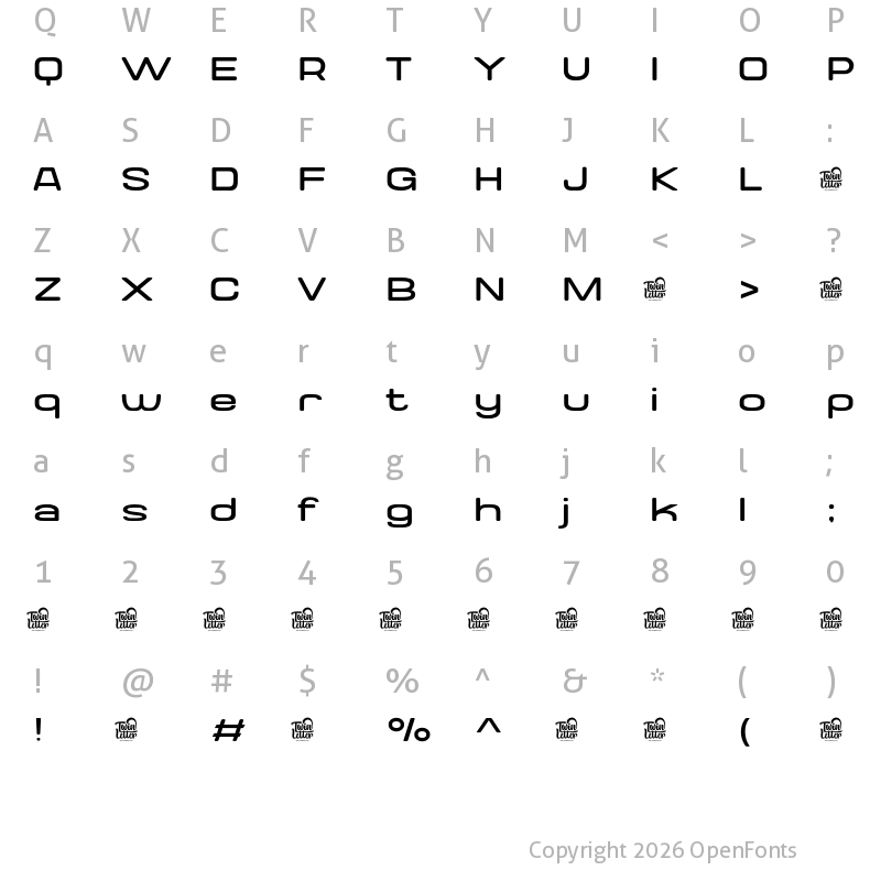 Character Map of Valonik Personal Use Extra Light