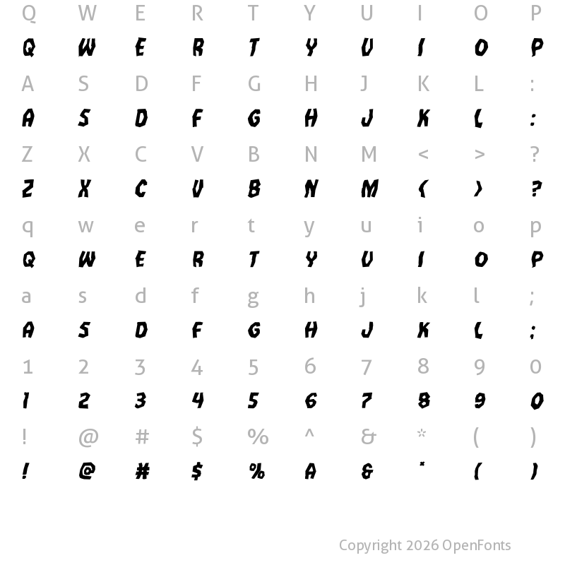 Character Map of Vampire Bride Ruined Italic Italic