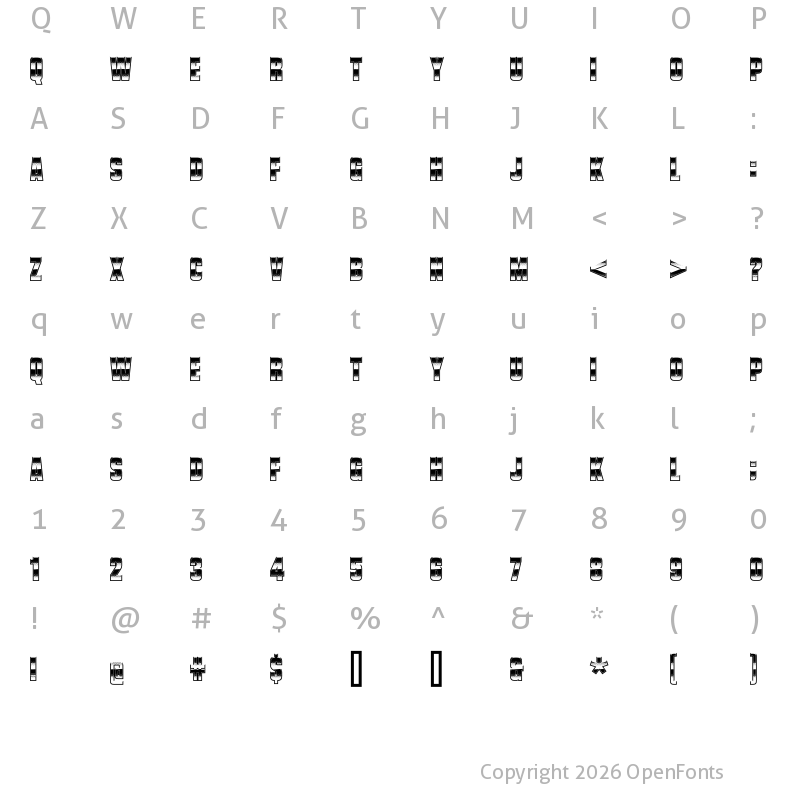 Character Map of Vanchrome Clear