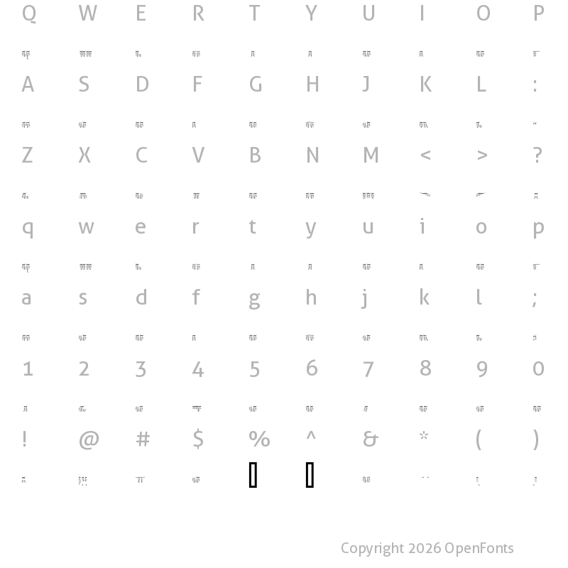 Character Map of Vanchrome Grid