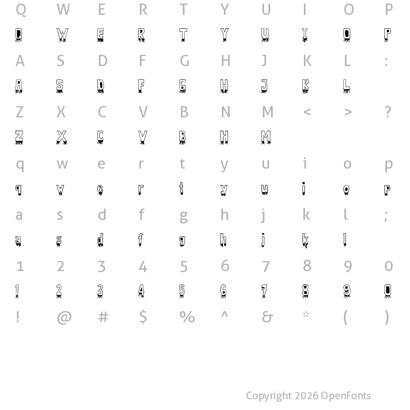 Character Map of Vanilla Latte Regular