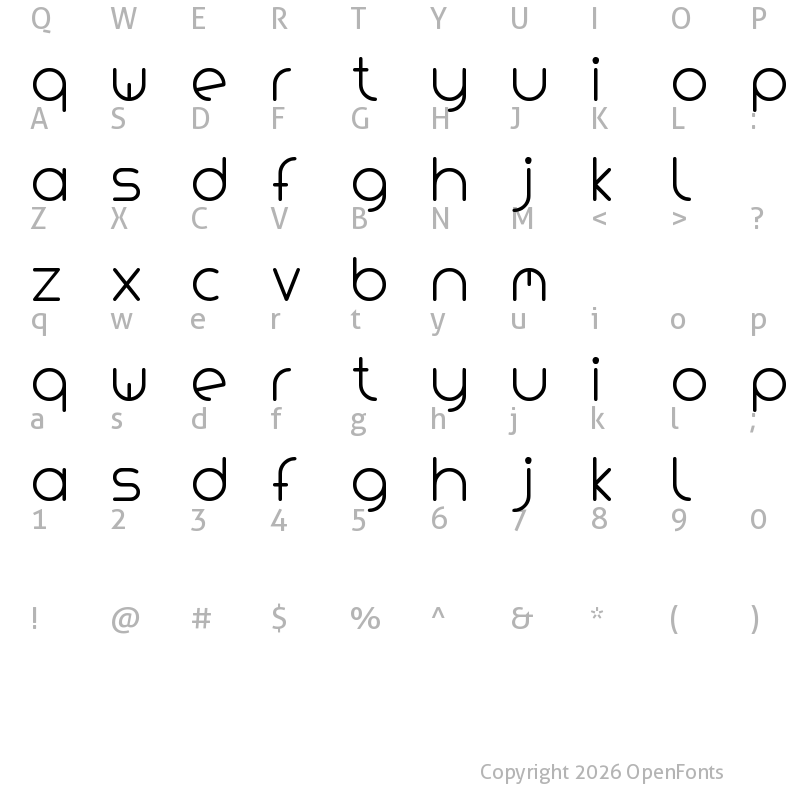 Character Map of Variada tfb Regular