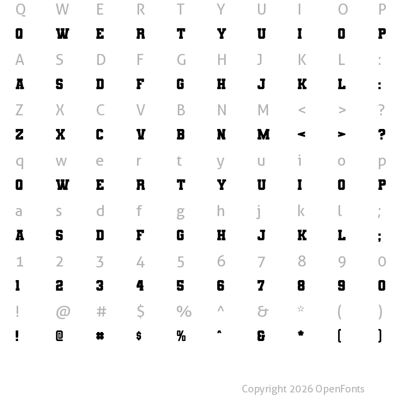 Character Map of Varsity Team Bold