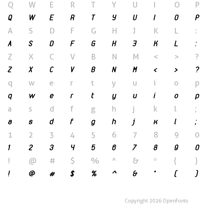 Character Map of VDS Bold Italic