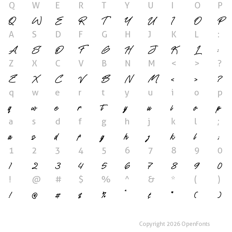 Character Map of Vellibathy Regular